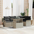 Conjunto de sofá de jardín 6 pcs Gris Claro ratán sintético