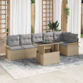 Conjunto de sofá de jardín 7 pcs Beige ratán sintético