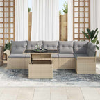 Conjunto de sofá de jardín 7 pcs Beige ratán sintético