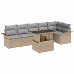 Conjunto de sofá de jardín 7 pcs Beige ratán sintético