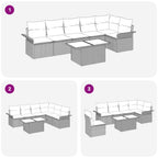 Conjunto de sofá de jardín con cojín 7 pcs Beige Poliratán