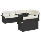 Conjunto de sofá de jardín con cojín 9 pcs Negro Poliratán