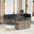 Conjunto de sofá de jardín con cojín 9 pcs Gris Poliratán