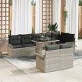 Conjunto de sofá de jardín con cojín 9 pcs Gris claro Poliratán
