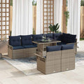Conjunto de sofá de jardín con cojín 9 pcs Gris Poliratán
