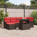 Conjunto de sofá de jardín 7 pcs Marrón ratán sintético