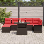 Conjunto de sofá de jardín 8 pcs Marrón ratán sintético