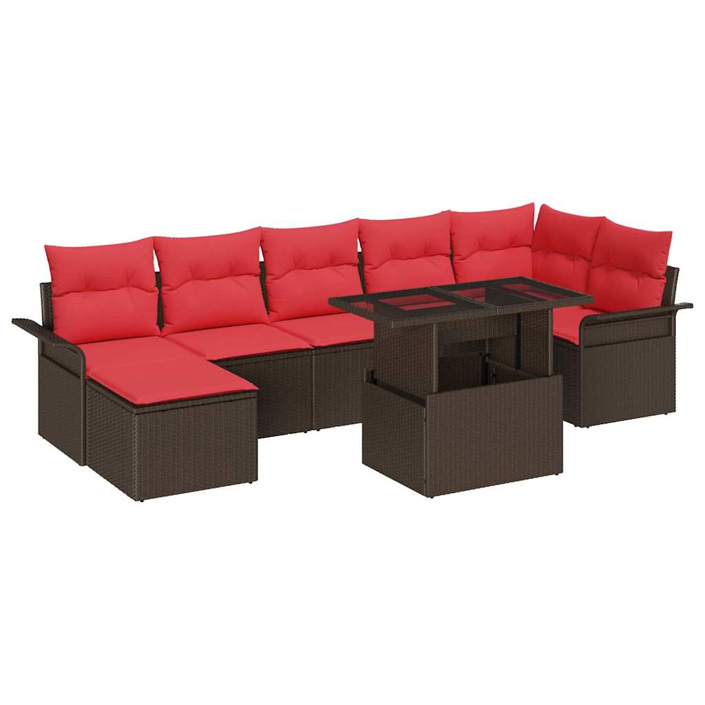 Conjunto de sofá de jardín 8 pcs Marrón ratán sintético