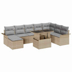 Conjunto de sofá de jardín 9 pcs Beige ratán sintético