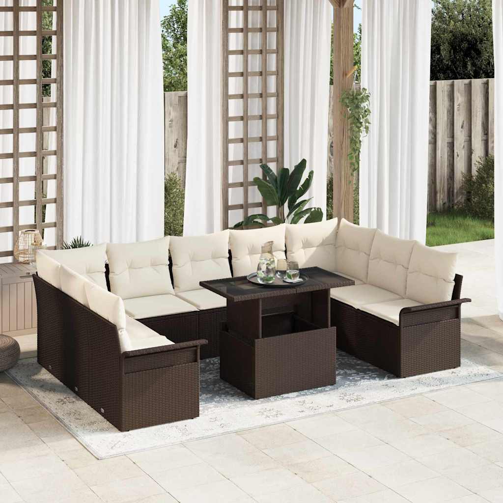 Conjunto de sofá de jardín 10 pcs Gris claro Poliratán