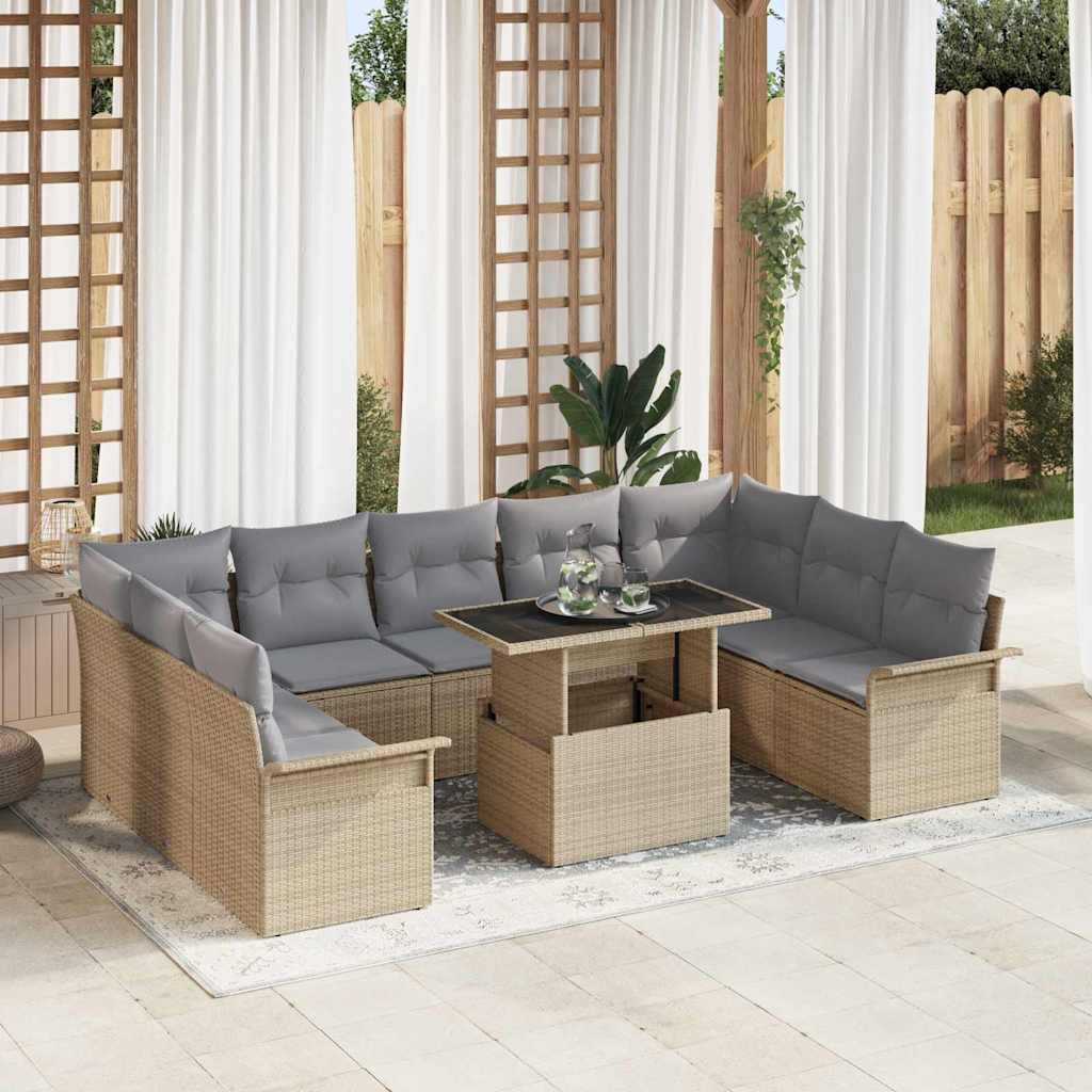Conjunto de sofá de jardín 10 pcs Gris claro Poliratán
