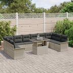 Conjunto de sofá de jardín 11 pcs Gris claro Poliratán