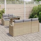 Conjunto de sofá de jardín 6 pcs Beige ratán sintético
