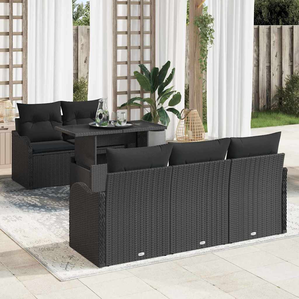 Conjunto de sofá de jardim 6 peças Bege vime sintético