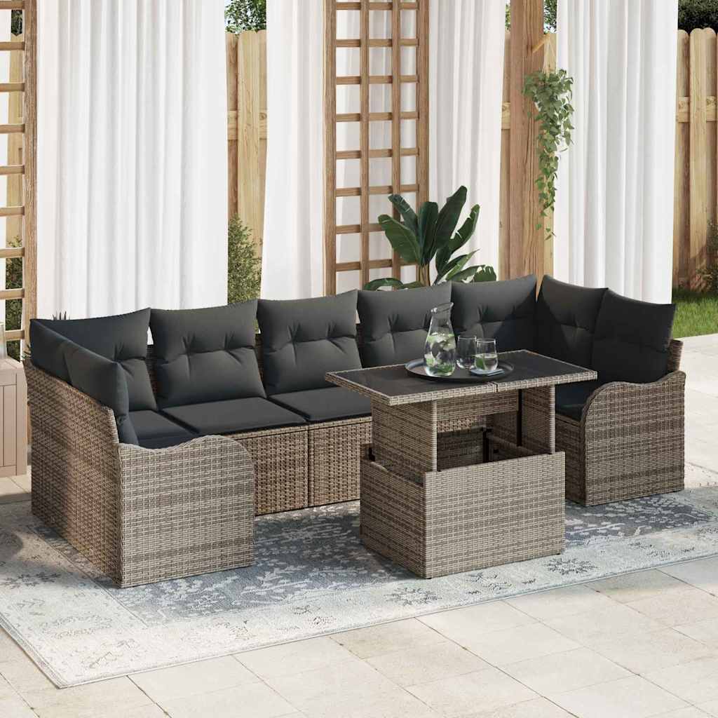 Conjunto de sofá de jardín 7 pcs Marrón ratán sintético