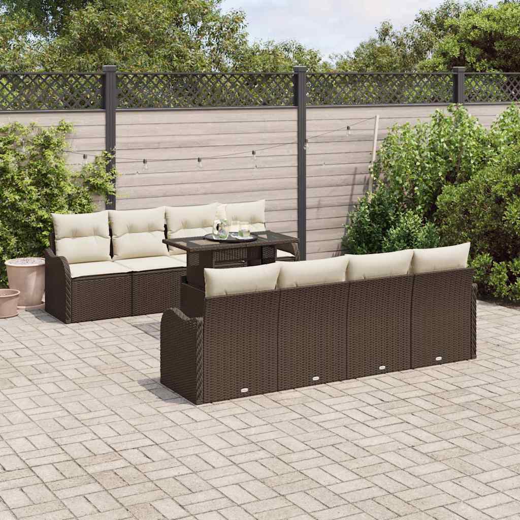 Conjunto de sofá de jardín 7 pcs Beige ratán sintético