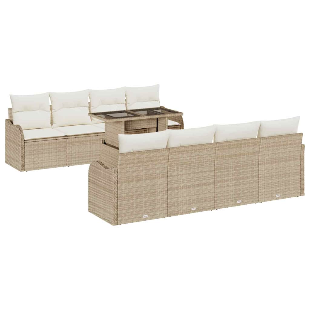 Conjunto de sofá de jardín 7 pcs Beige ratán sintético