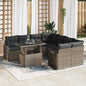 Conjunto de Sofás de Jardim com Almofadas 9 pcs Bege Polirratan