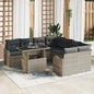 Conjunto de Sofás de Jardim com Almofadas 9 pcs Bege Polirratan