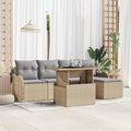 Juego de Asientos para Exteriores 6 pcs Beige Poliratán