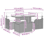 Juego de comedor para exteriores 5 pcs Beige Poliratán