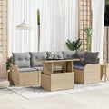 Conjunto de comedor con cojín 6 pcs Beige Poliratán
