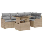 Conjunto de comedor con cojín 6 pcs Beige Poliratán