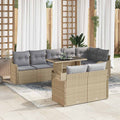 Juego de salón con cojín 9 pcs Beige Poliratán
