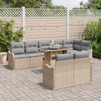 Juego de salón con cojín 9 pcs Beige Poliratán