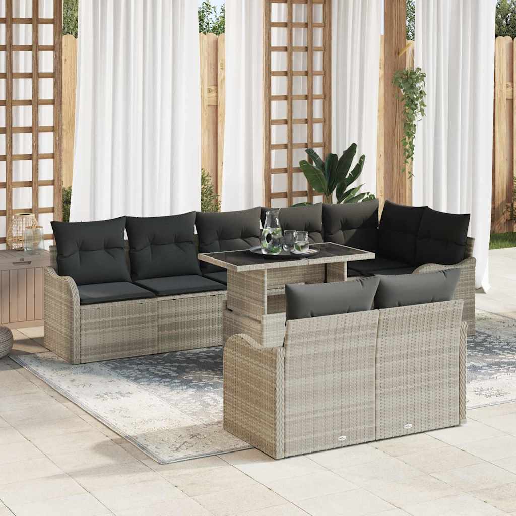 Juego de salón con cojín 9 pcs Beige Poliratán
