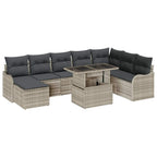 Conjunto de sofá de jardín con cojín 9 pcs Gris claro Poliratán