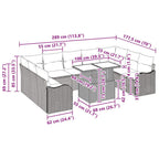 Conjunto de sofá de jardín con cojín 10 pcs Negro Poliratán