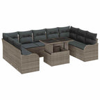 Conjunto de sofá de jardín con cojín 10 pcs Gris Poliratán