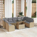Conjunto de sofá de jardín con cojín 10 pcs Beige Poliratán