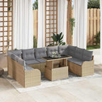 Conjunto de sofá de jardín con cojín 10 pcs Beige Poliratán