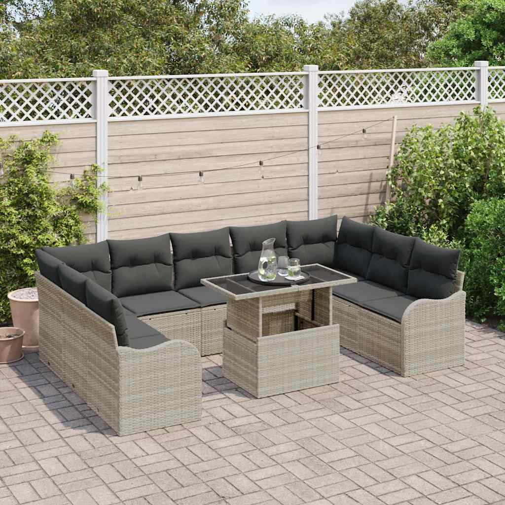 Conjunto de sofá de jardín 10 pcs Gris claro Poliratán