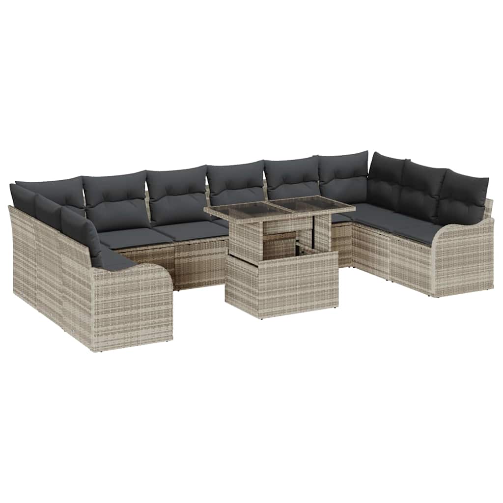 Conjunto de sofá de jardín 11 pcs Gris claro Poliratán