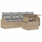 Conjunto de sofá de jardín con cojín 5 pcs Beige Poliratán