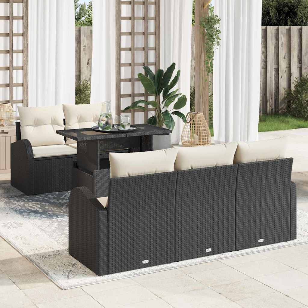 Conjunto de sofá de jardín 6 pcs Beige ratán sintético