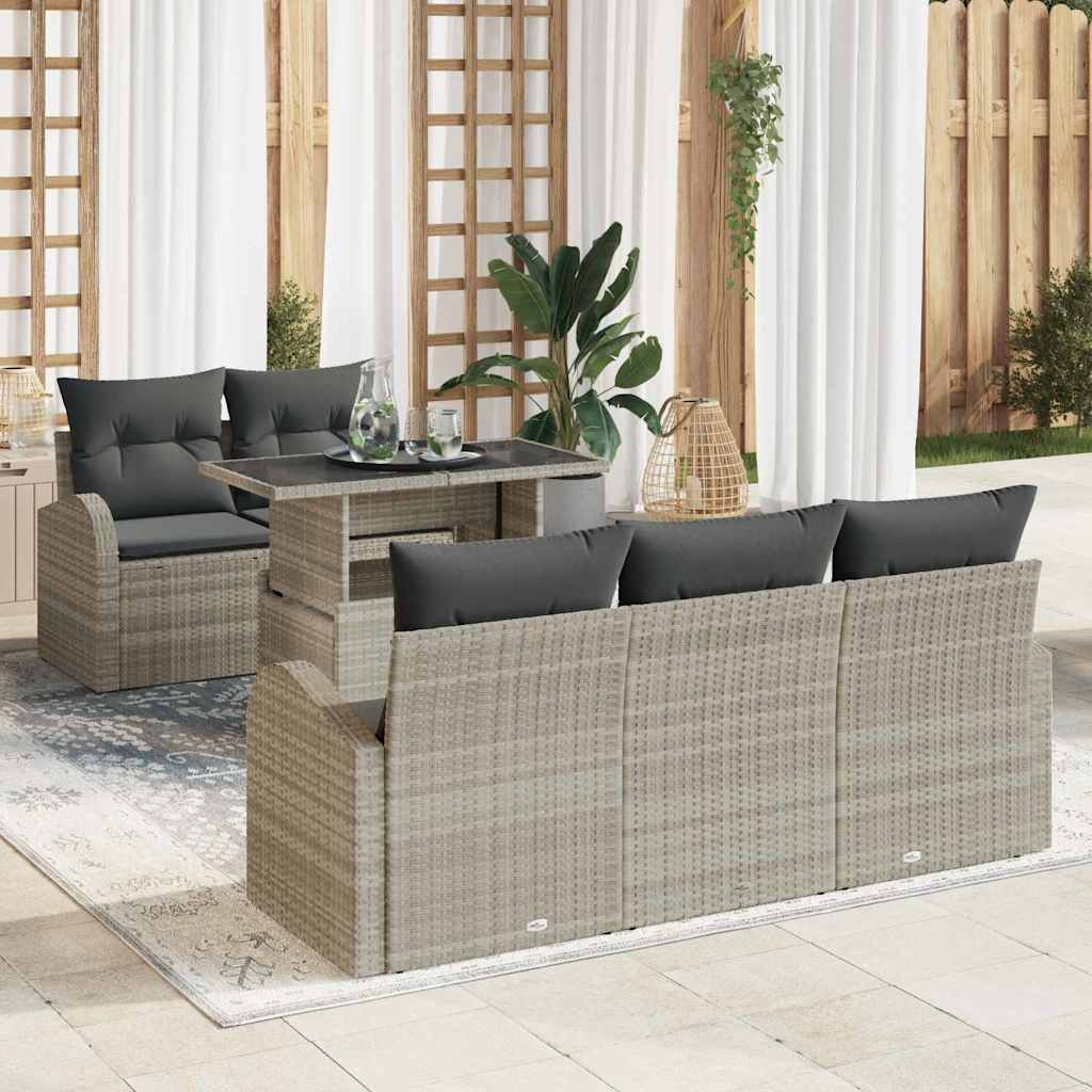 Conjunto de sofá de jardín 6 pcs Beige ratán sintético