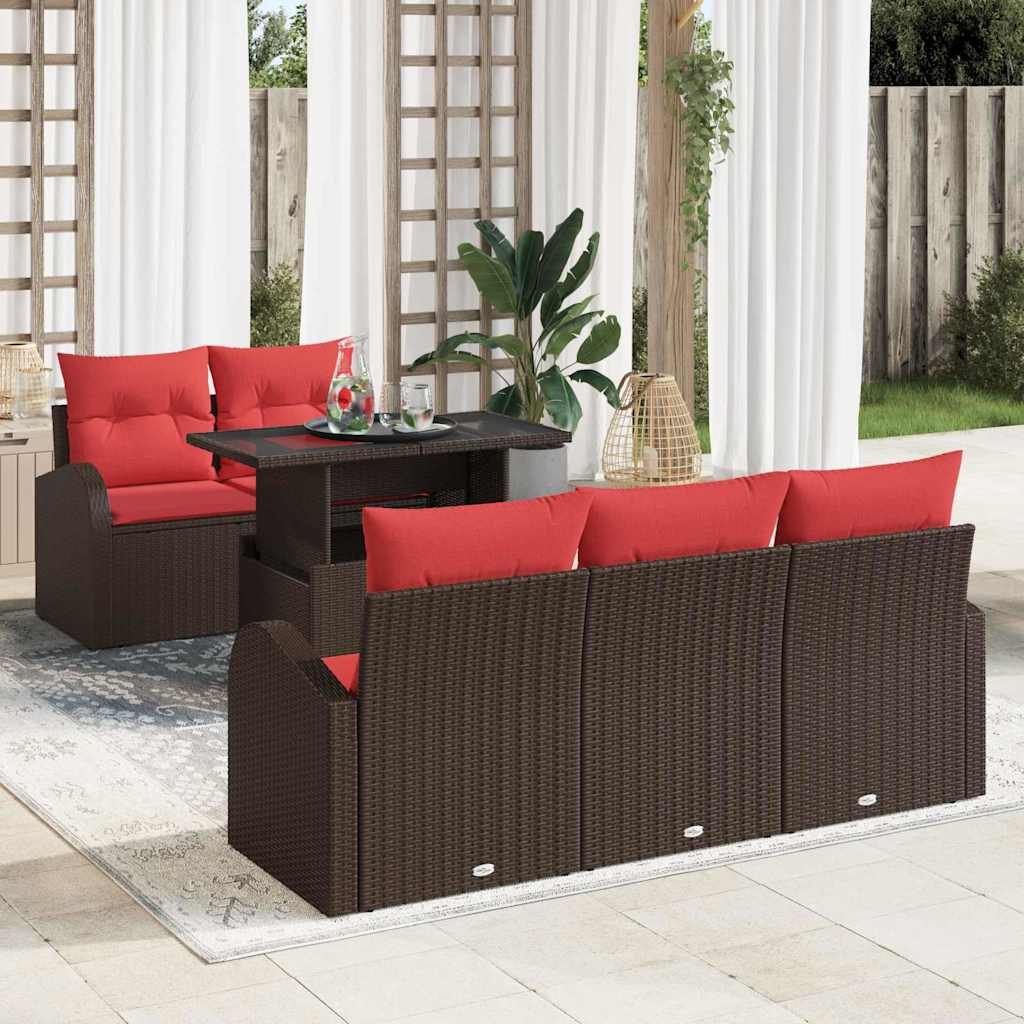 Conjunto de sofá de jardín 6 pcs Beige Poliratán