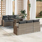 7-piece Garden Sofa Set with Cushions Beige Poly Rattan