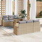 7-piece Garden Sofa Set with Cushions Beige Poly Rattan