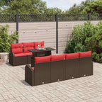Conjunto de sofá de jardín 8 pcs Marrón Poliratán