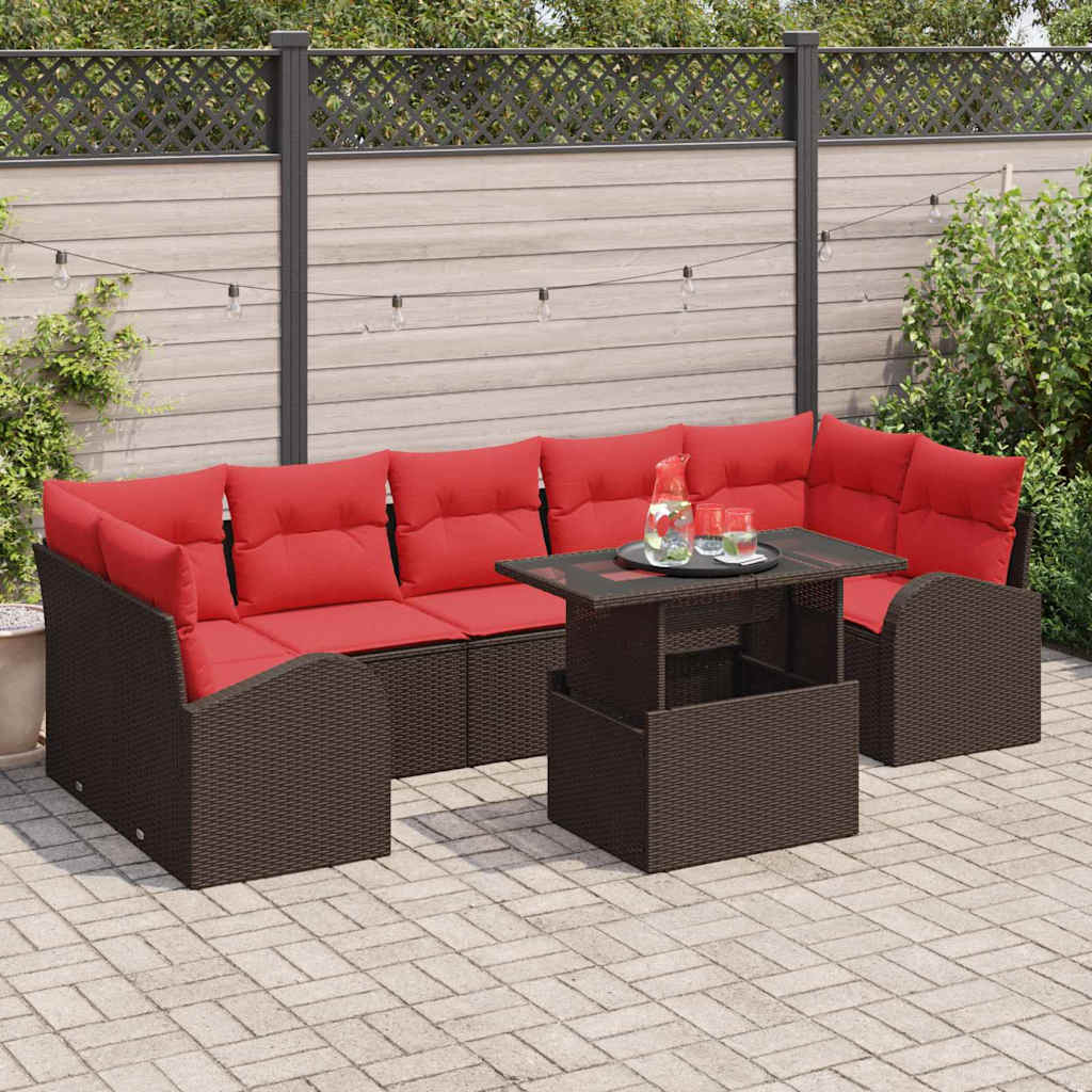 Conjunto de sofá de jardín 8 pcs Marrón ratán sintético