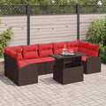 Conjunto de sofá de jardín 8 pcs Marrón ratán sintético