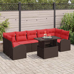 Conjunto de sofá de jardín 8 pcs Marrón ratán sintético
