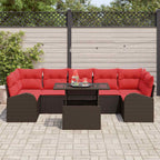 Conjunto de sofá de jardín 8 pcs Marrón ratán sintético