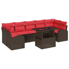 Conjunto de sofá de jardín 8 pcs Marrón ratán sintético