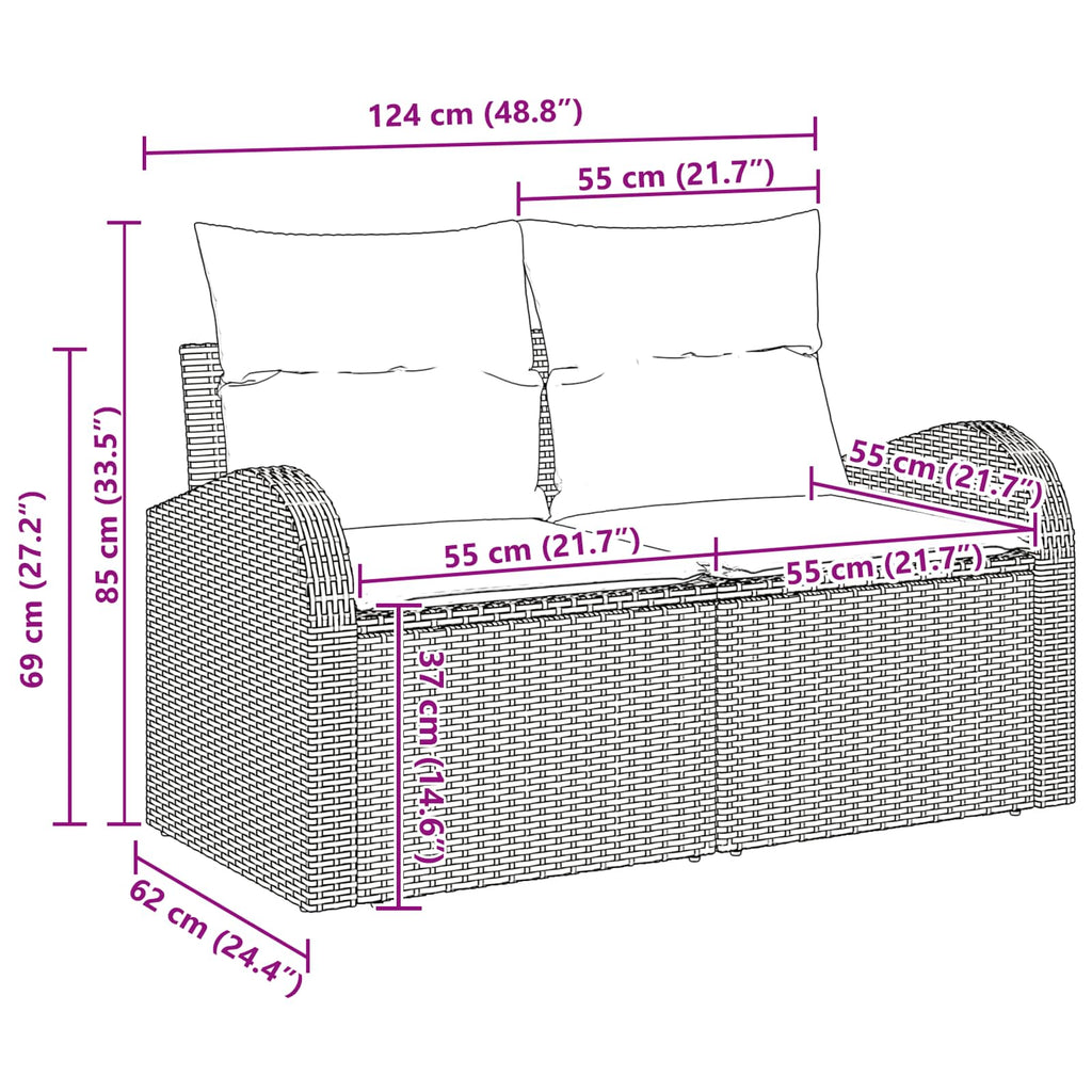 Conjunto de sofá de jardín 8 pcs Marrón ratán sintético